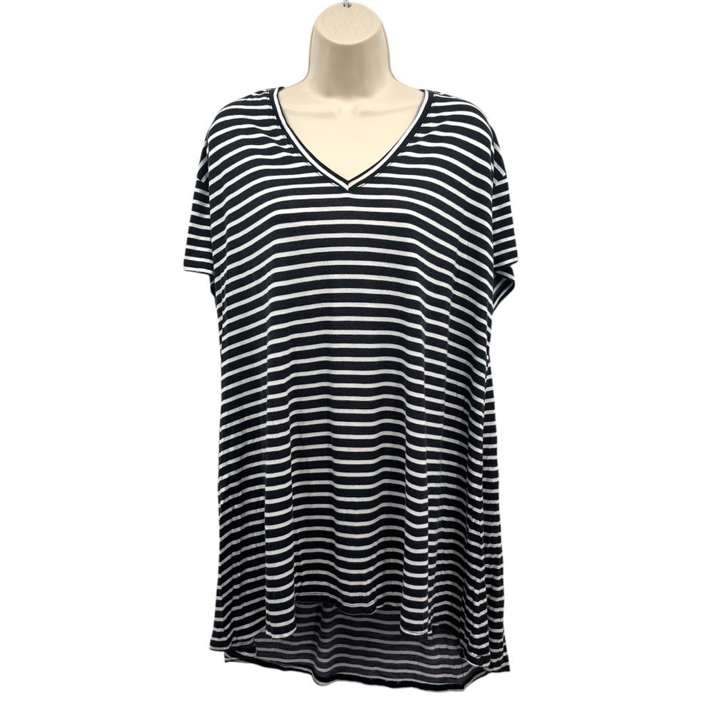 Ava & Viv Pajama Dress Black & White Stripes Size 2X - Picture 2 of 7